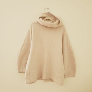 COS Cream Wool/Cotton Foldover Neck Top - Small